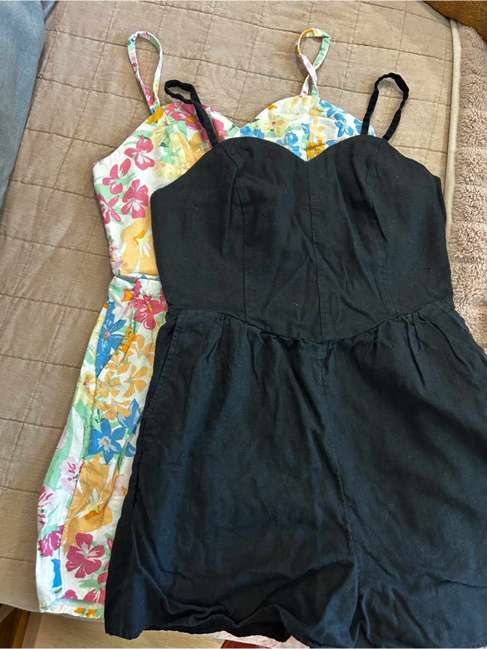 Bundle - Old Navy Black and Multicolor Floral Rompers